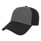 Cap America Relaxed Washed Chino Golf Cap Embroidery - Gray/Black - Front