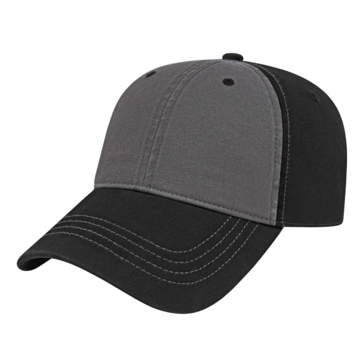 Cap America Relaxed Washed Chino Golf Cap Embroidery - Gray/Black - Front