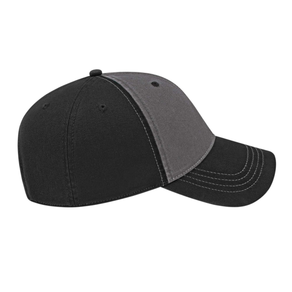 Cap America Relaxed Washed Chino Golf Cap Embroidery - Gray/Black - Left Side