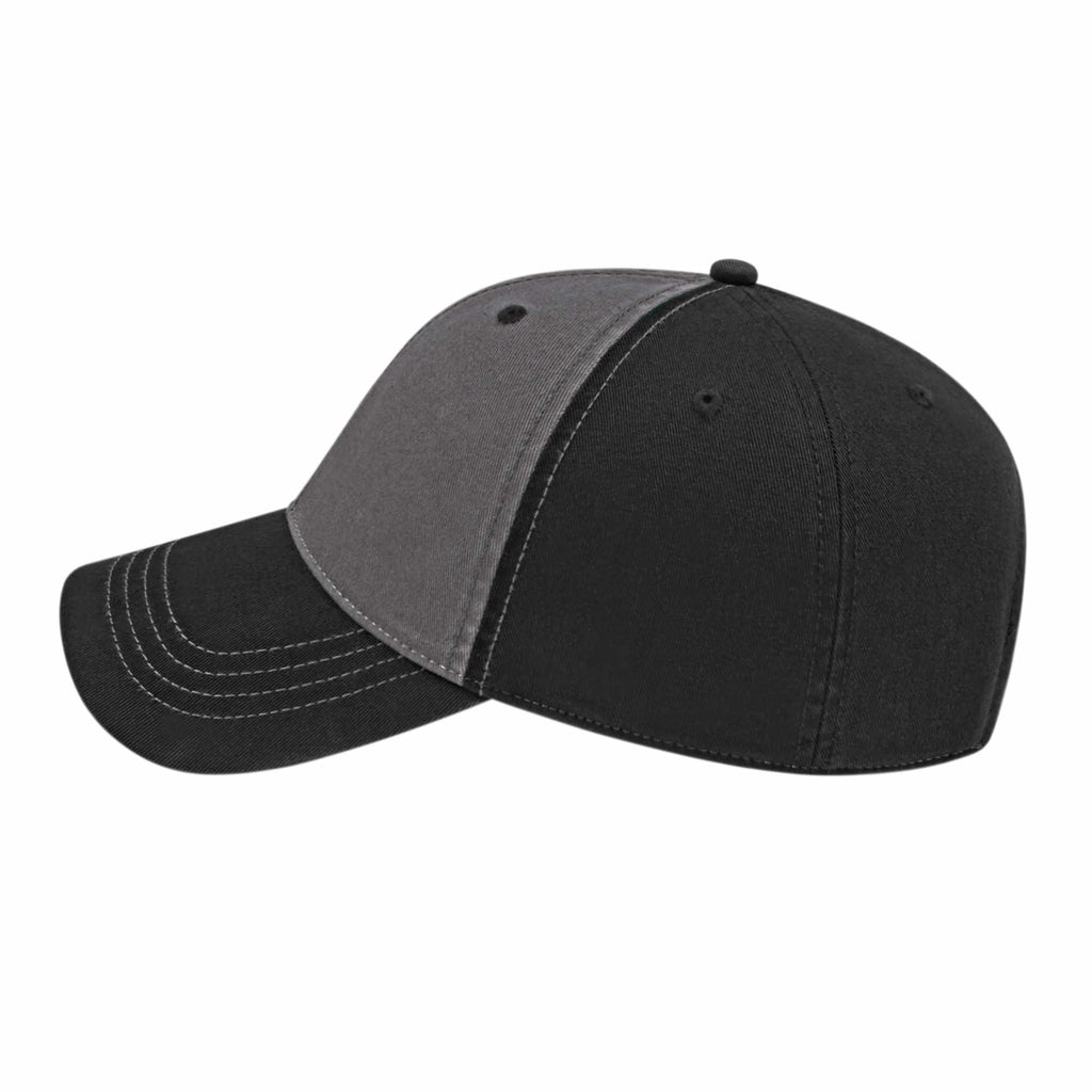 Cap America Relaxed Washed Chino Golf Cap Embroidery - Gray/Black - Right Side