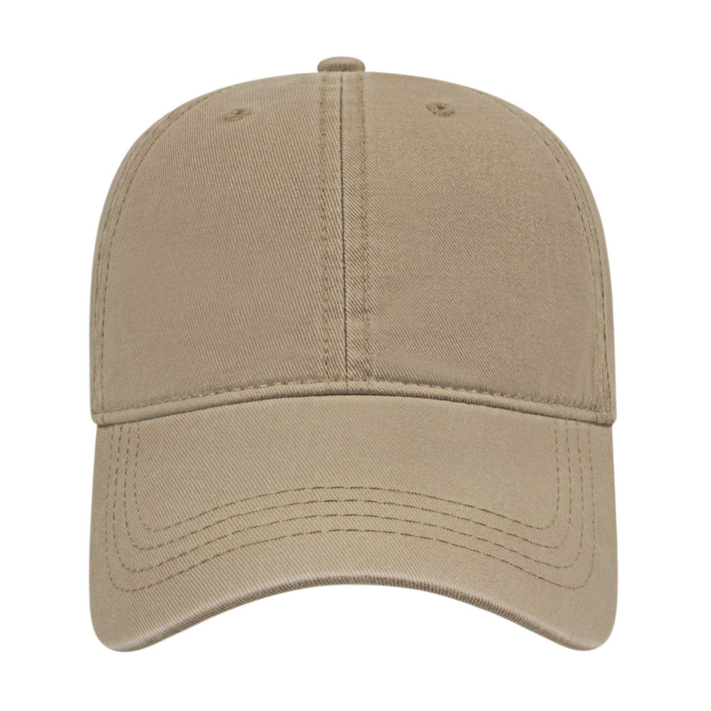 Cap America Relaxed Washed Chino Golf Cap Embroidery - Khaki - Front 2