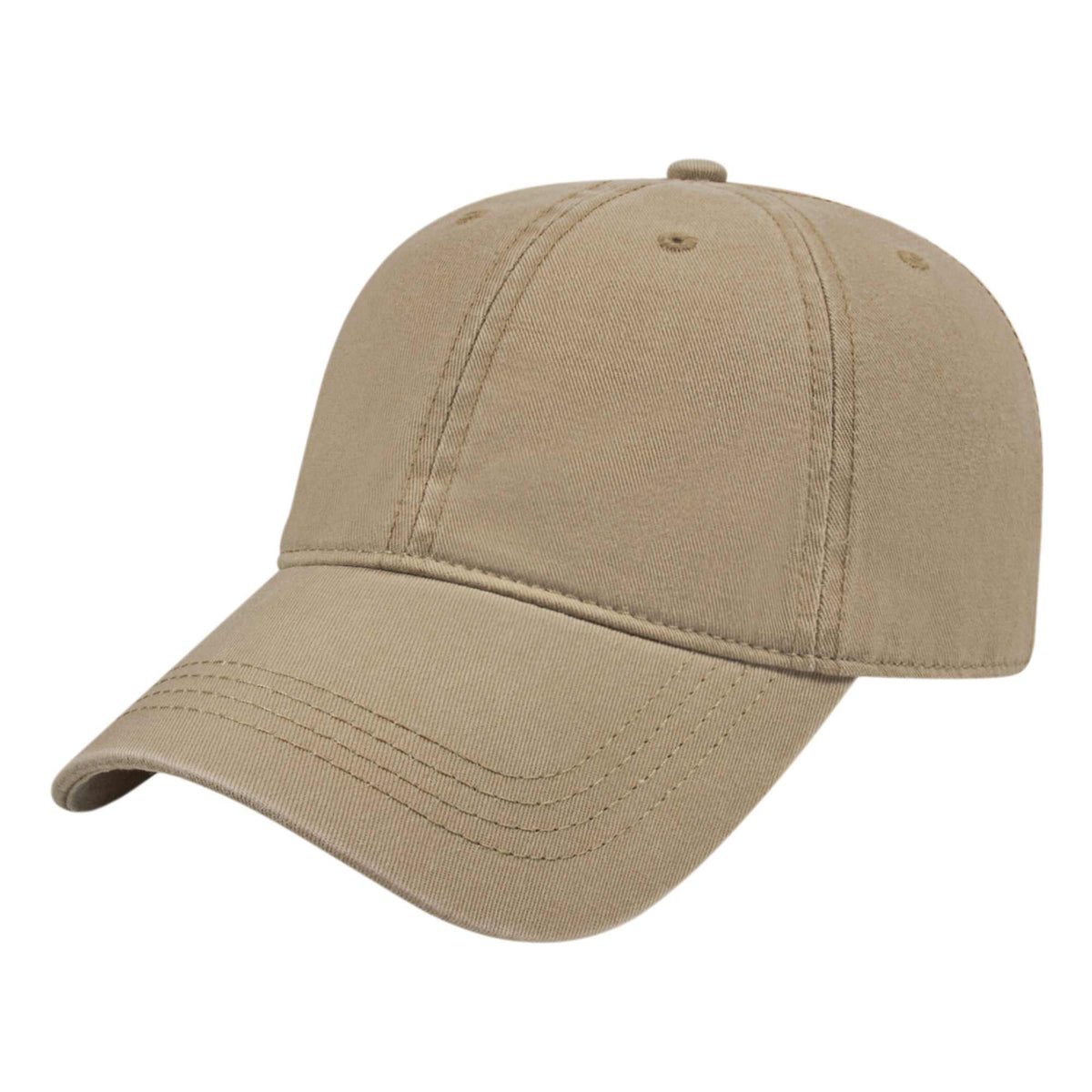 Cap America Relaxed Washed Chino Golf Cap Embroidery - Khaki - Front