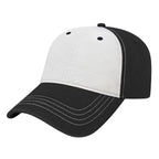 Cap America Relaxed Washed Chino Golf Cap Embroidery - White/Black - Front