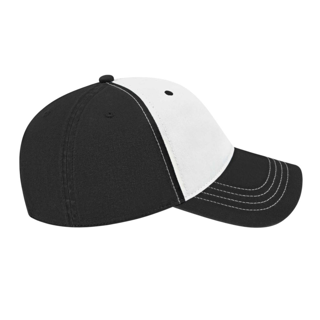 Cap America Relaxed Washed Chino Golf Cap Embroidery - White/Black - Left Side