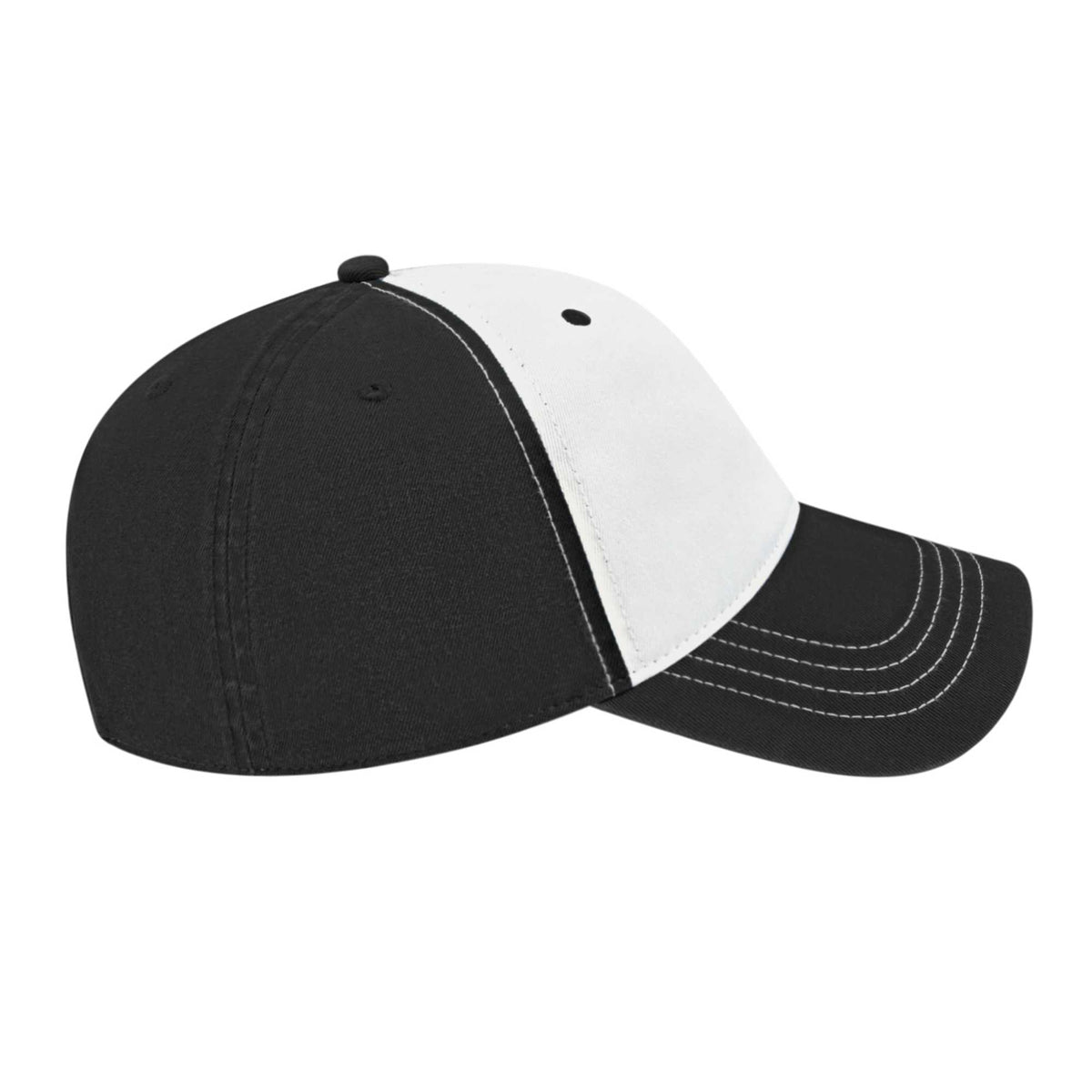 Cap America Relaxed Washed Chino Golf Cap Embroidery - White/Black - Left Side