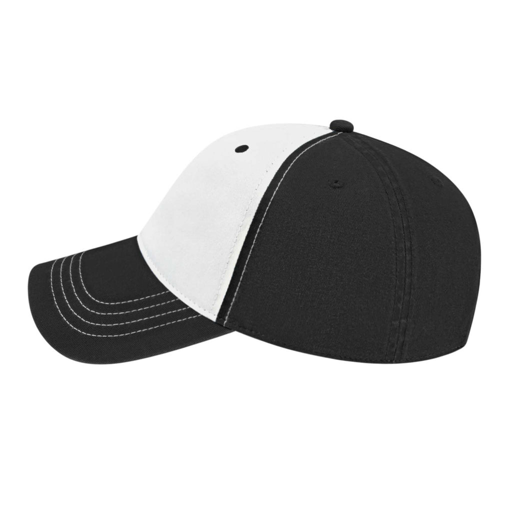Cap America Relaxed Washed Chino Golf Cap Embroidery - White/Black - Right Side