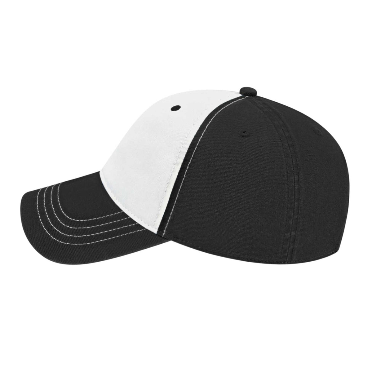 Cap America Relaxed Washed Chino Golf Cap Embroidery - White/Black - Right Side