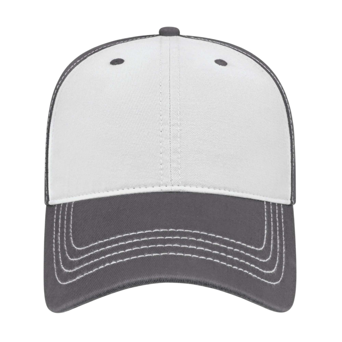 Cap America Relaxed Washed Chino Golf Cap Embroidery - White/Dark Gray - Front 2