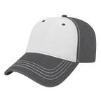 Cap America Relaxed Washed Chino Golf Cap Embroidery - White/Dark Gray - Front