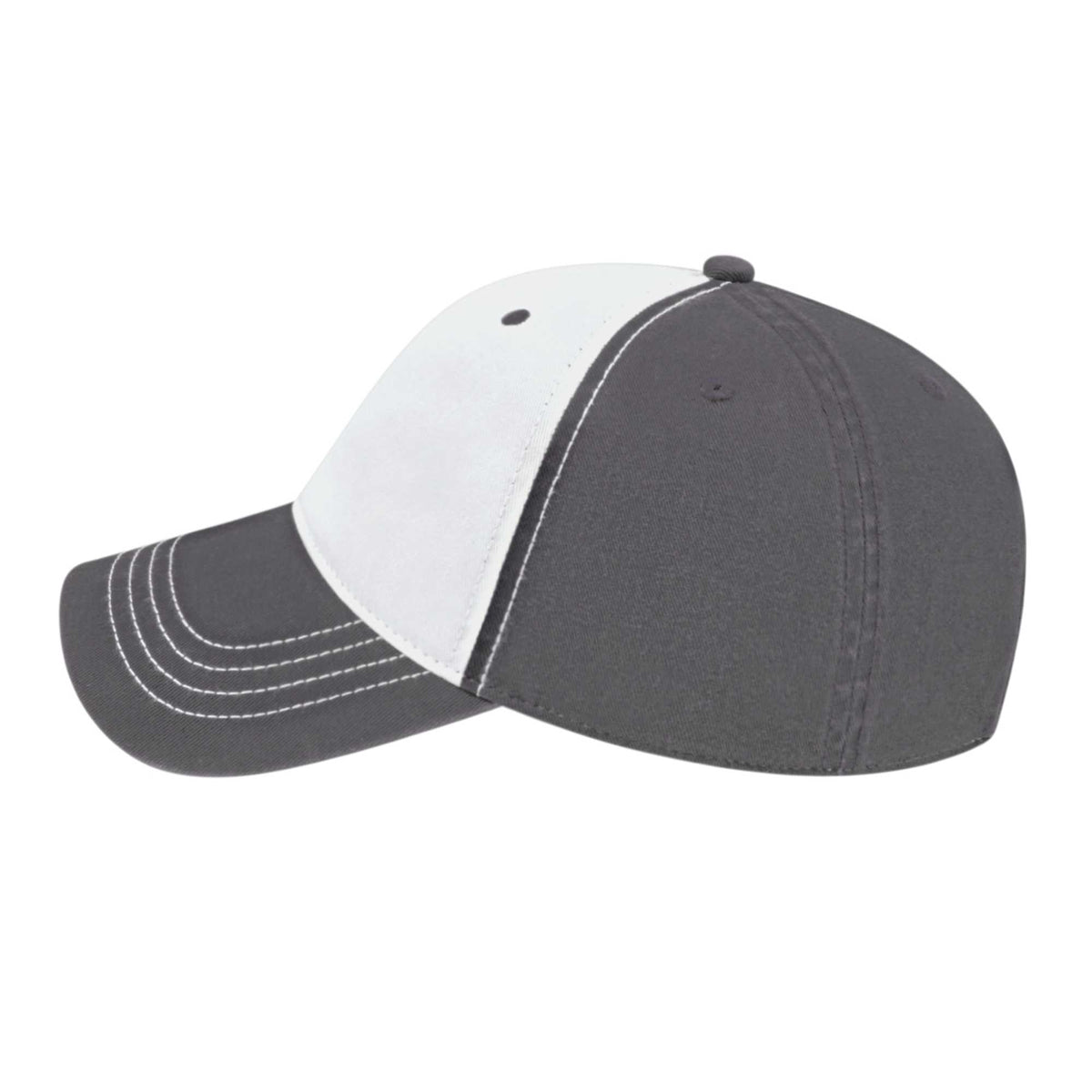 Cap America Relaxed Washed Chino Golf Cap Embroidery - White/Dark Gray - Right Side