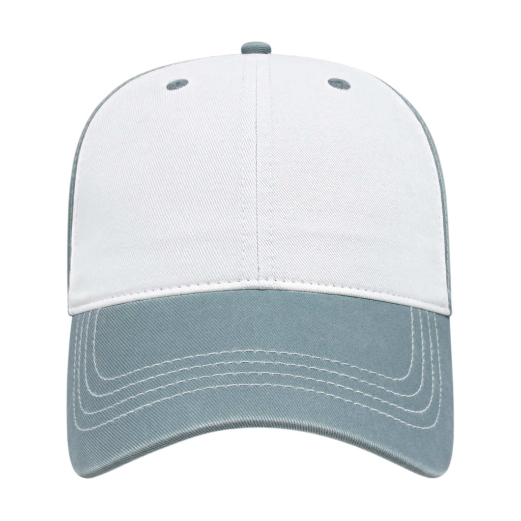 Cap America Relaxed Washed Chino Golf Cap Embroidery - White/Smoke Blue - Front 2