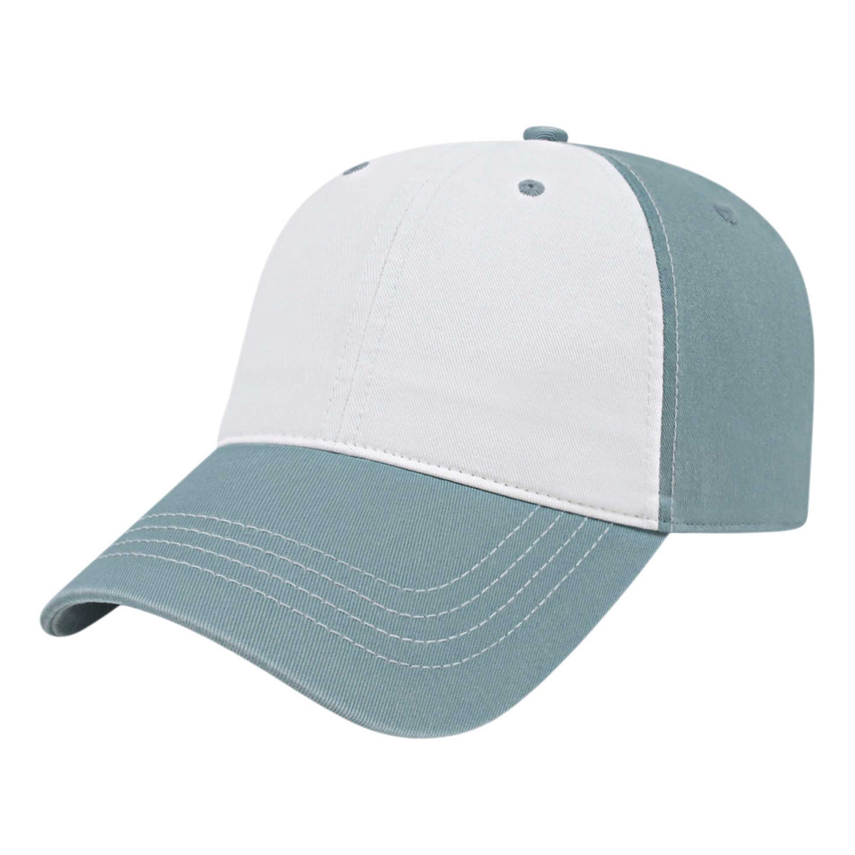 Cap America Relaxed Washed Chino Golf Cap Embroidery - White/Smoke Blue - Front