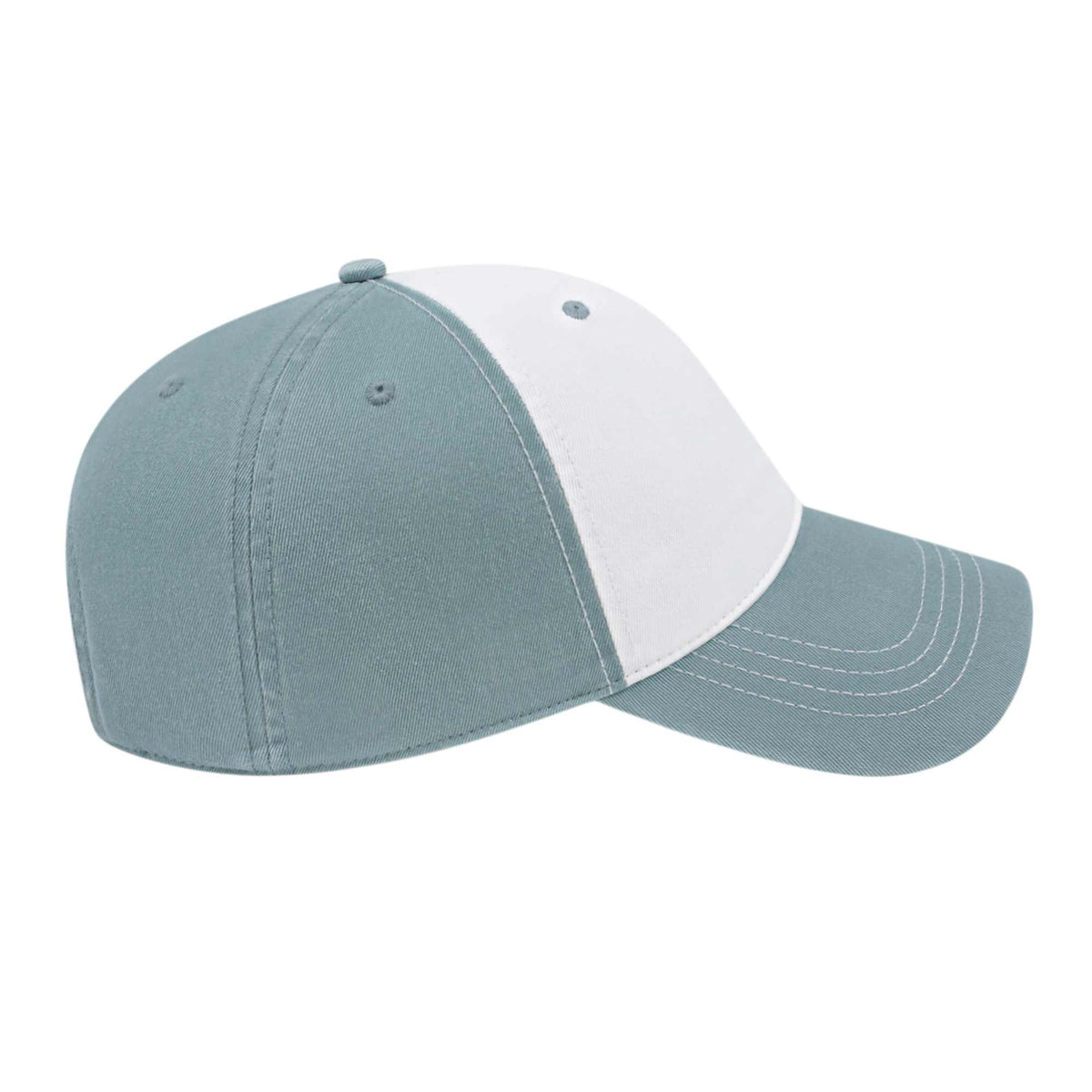 Cap America Relaxed Washed Chino Golf Cap Embroidery - White/Smoke Blue - Left Side