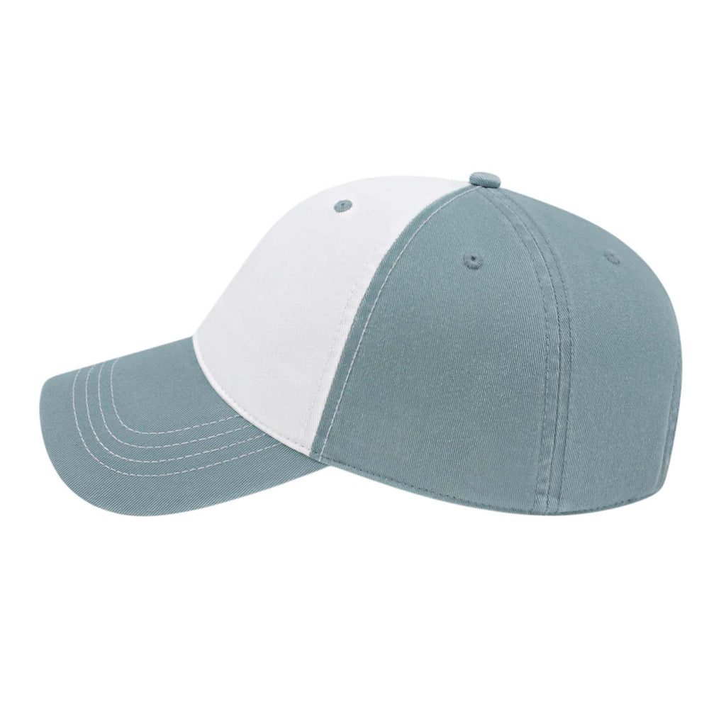 Cap America Relaxed Washed Chino Golf Cap Embroidery - White/Smoke Blue - Right Side