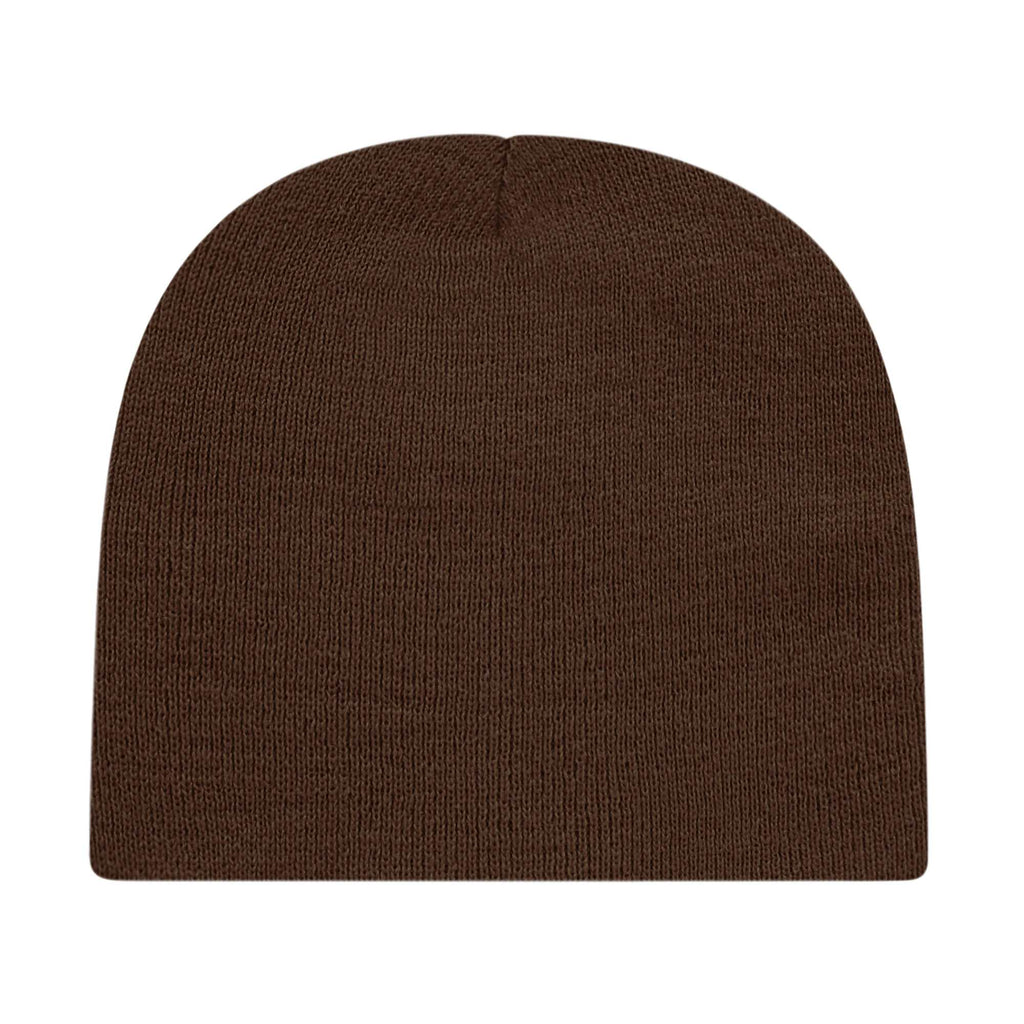 Cap America Rib Knit Beanie Embroidery - Chocolate Brown - Photo