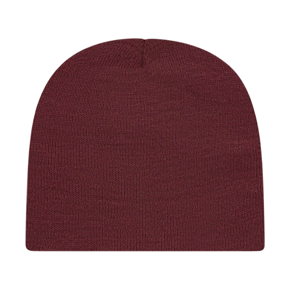 Cap America Rib Knit Beanie Embroidery - Maroon - Photo 2