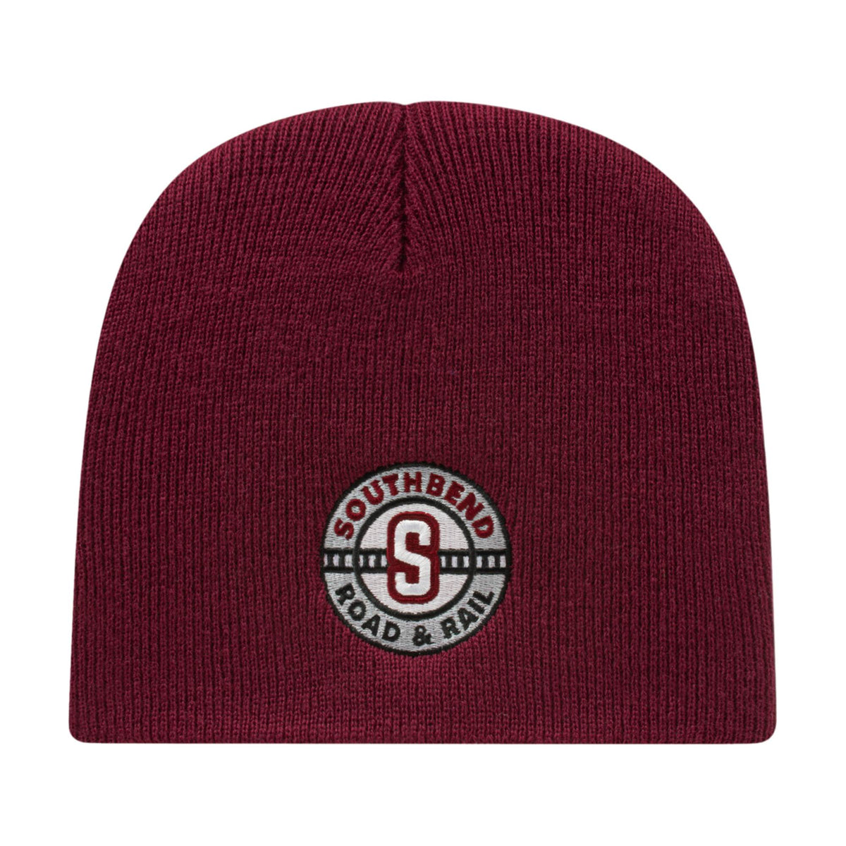 Cap America Rib Knit Beanie Embroidery - Maroon - Photo