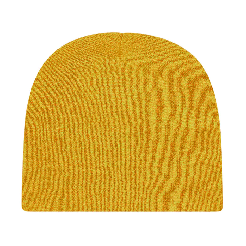 Cap America Rib Knit Beanie Embroidery - Mustard - Photo