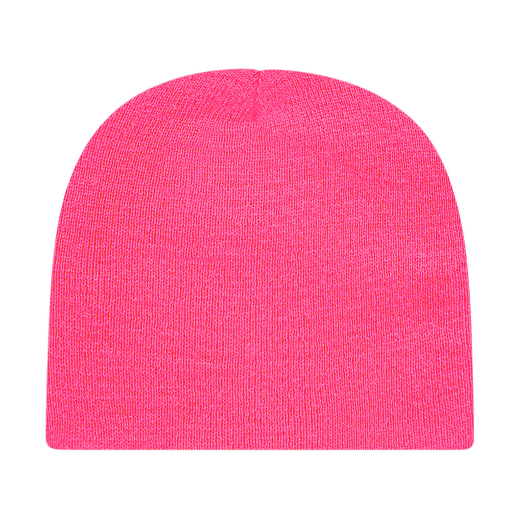 Cap America Rib Knit Beanie Embroidery - Neon Pink - Photo