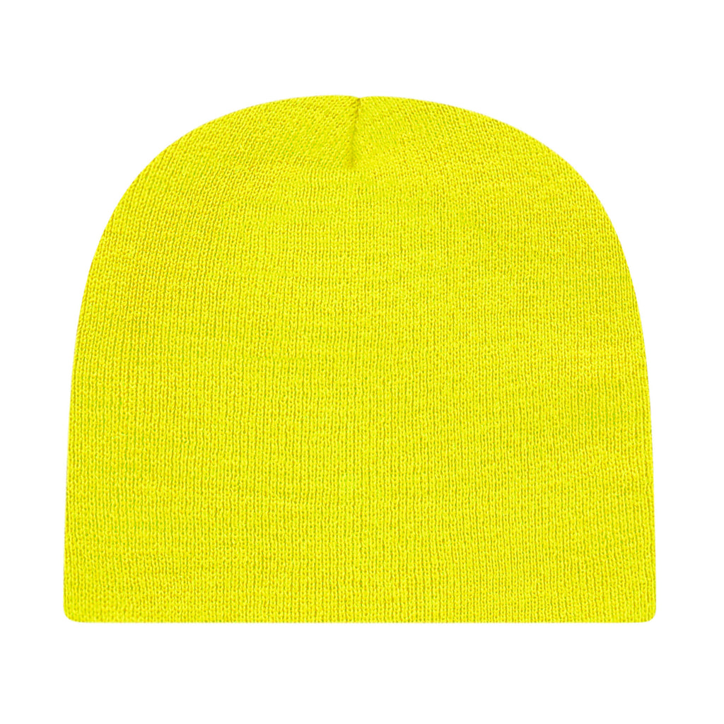 Cap America Rib Knit Beanie Embroidery - Neon Yellow - Photo