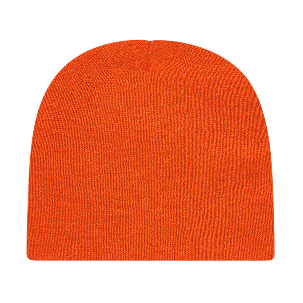 Cap America Rib Knit Beanie Embroidery - Orange - Photo