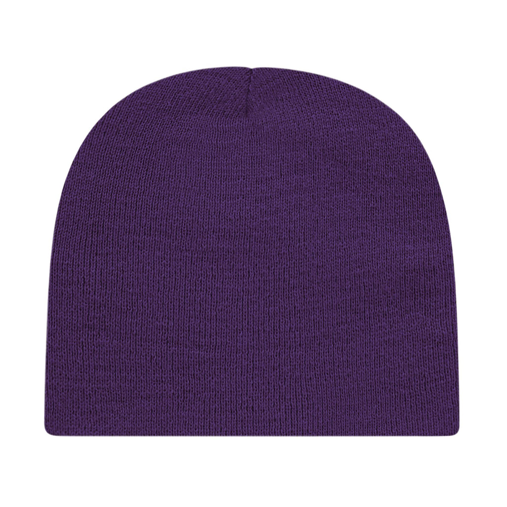 Cap America Rib Knit Beanie Embroidery - Purple - Photo