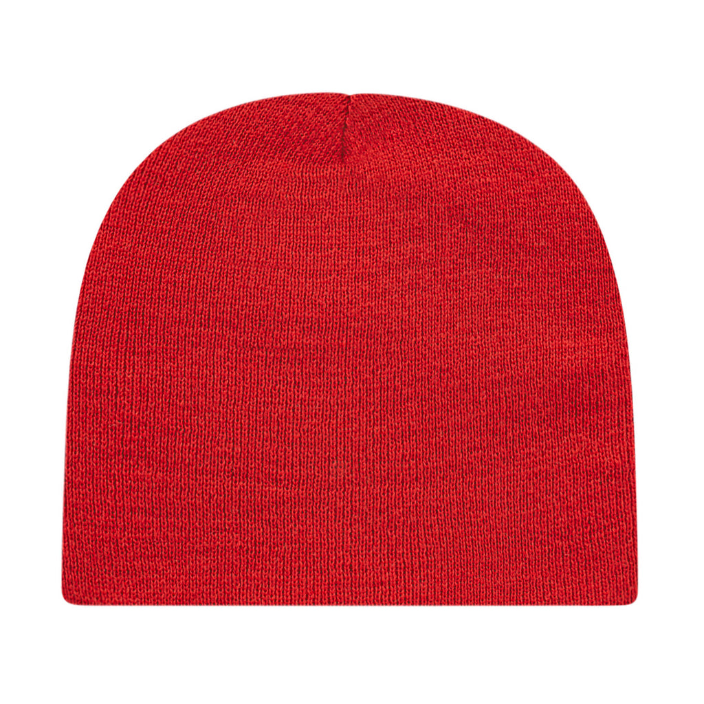 Cap America Rib Knit Beanie Embroidery - RED - Photo