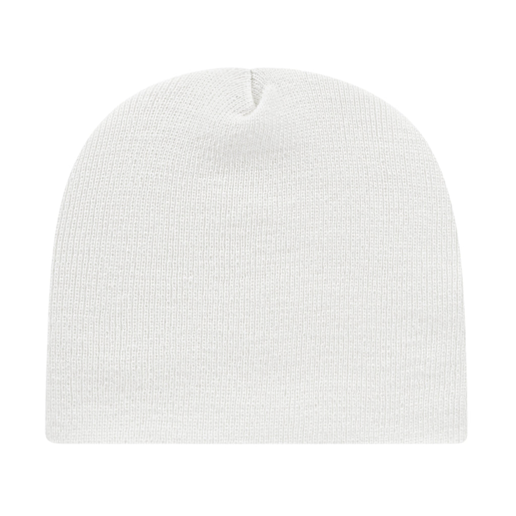 Cap America Rib Knit Beanie Embroidery - White - Photo