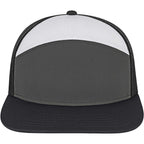 Cap America Seven Panel Trucker Cap Embroidery - Black/Charcoal/White - Front