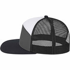 Cap America Seven Panel Trucker Cap Embroidery - Black/Charcoal/White - Left Side