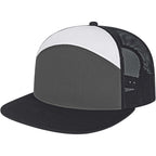 Cap America Seven Panel Trucker Cap Embroidery - Black/Charcoal/White - Right Angle