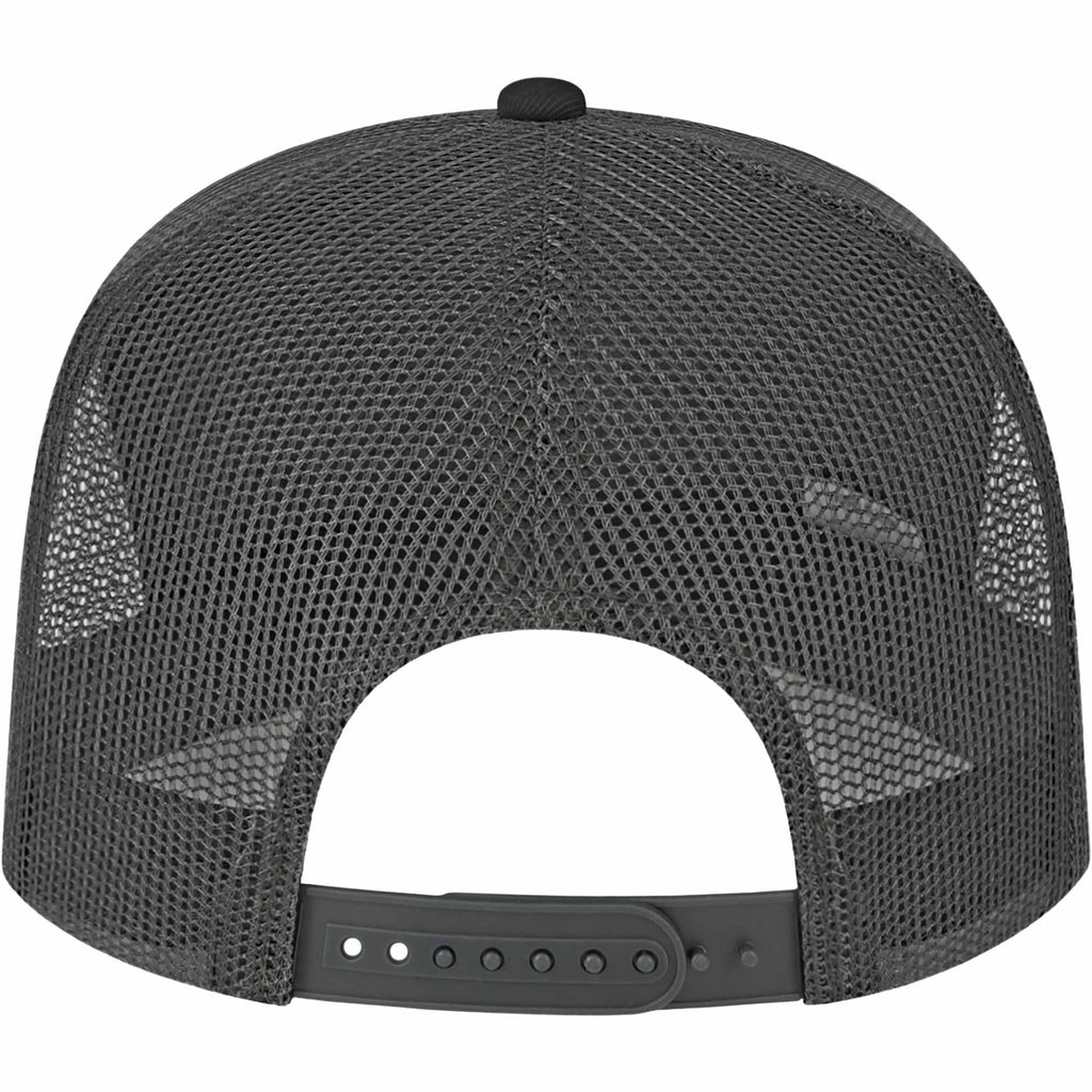Cap America Seven Panel Trucker Cap Embroidery - Black/Gray - Back