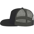 Cap America Seven Panel Trucker Cap Embroidery - Black/Gray - Left Side