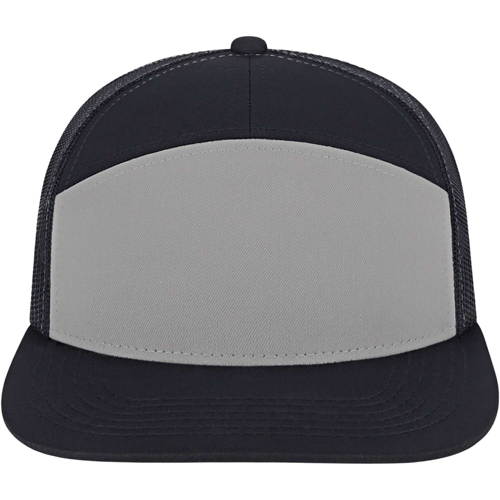 Cap America Seven Panel Trucker Cap Embroidery - Charcoal/Black - Front