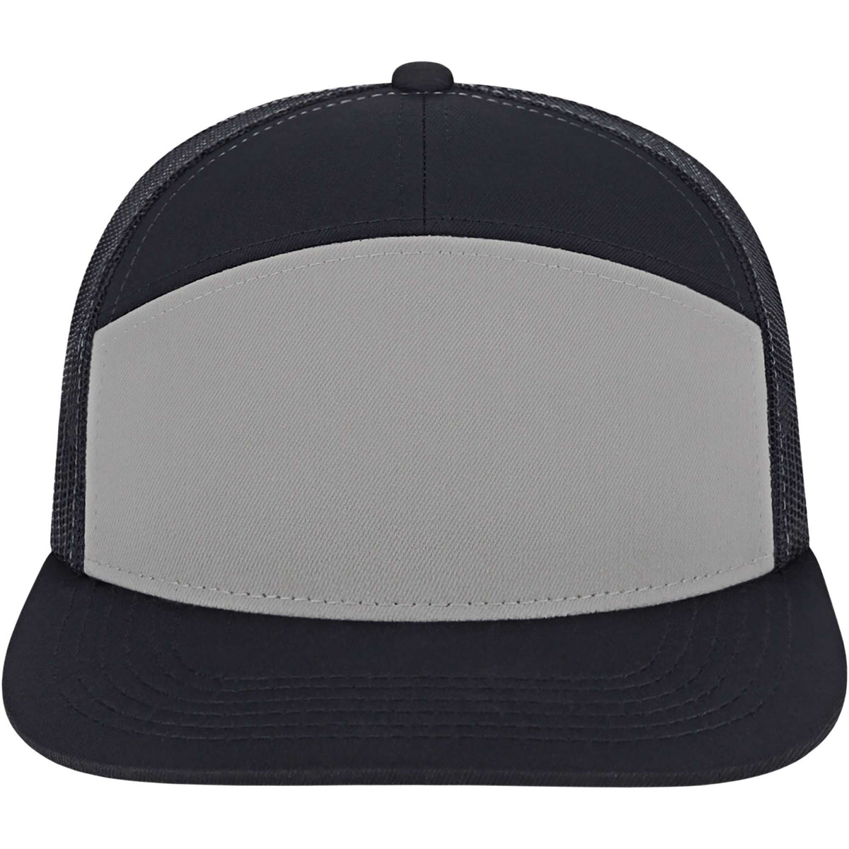 Cap America Seven Panel Trucker Cap Embroidery - Charcoal/Black - Front