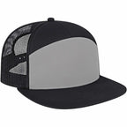 Cap America Seven Panel Trucker Cap Embroidery - Charcoal/Black - Left Angle