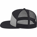 Cap America Seven Panel Trucker Cap Embroidery - Charcoal/Black - Left Side