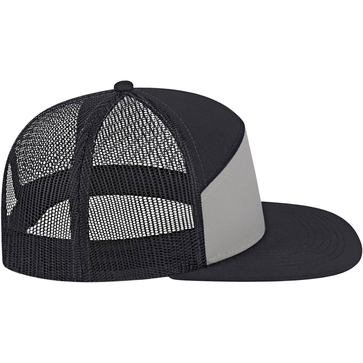 Cap America Seven Panel Trucker Cap Embroidery - Charcoal/Black - Right Side