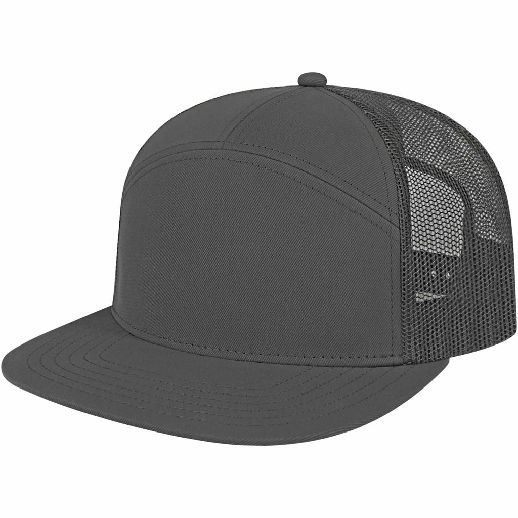 Cap America Seven Panel Trucker Cap Embroidery - Charcoal - Right Angle 2