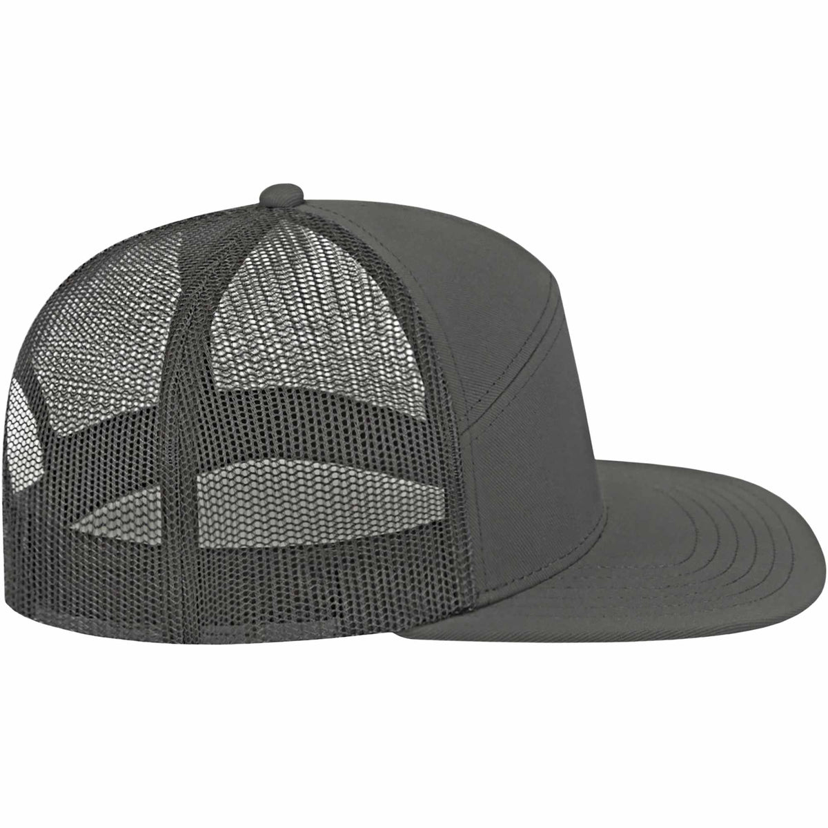 Cap America Seven Panel Trucker Cap Embroidery - Charcoal - Right Side