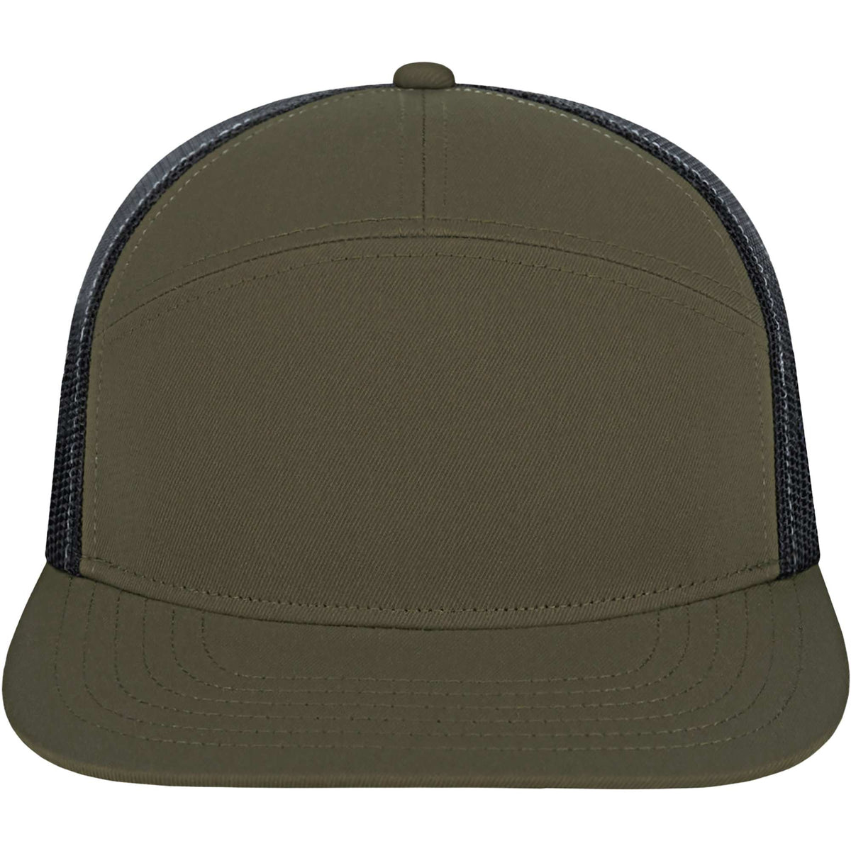 Cap America Seven Panel Trucker Cap Embroidery - Loden/Black - Front