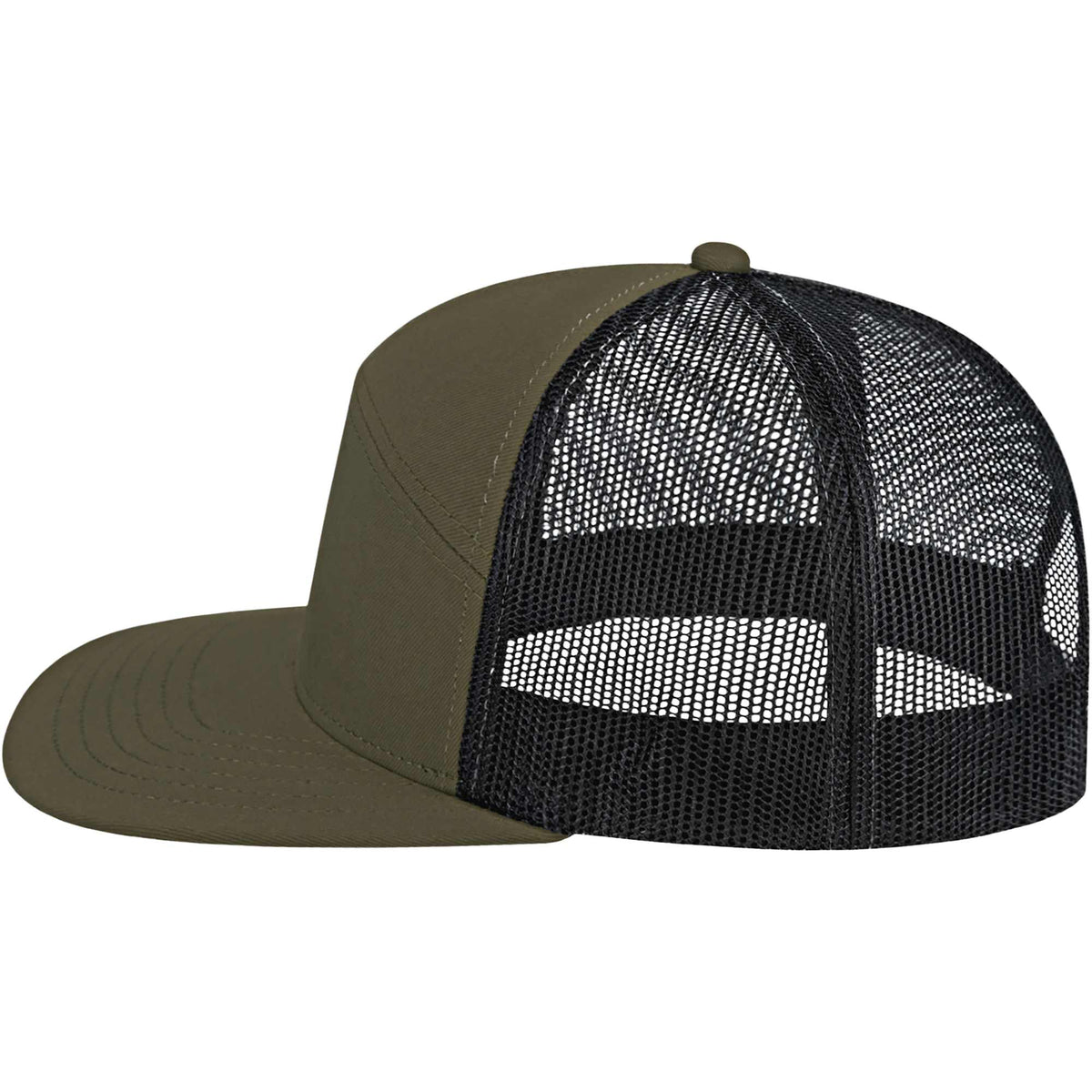 Cap America Seven Panel Trucker Cap Embroidery - Loden/Black - Left Side