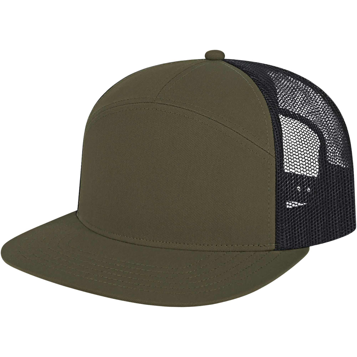 Cap America Seven Panel Trucker Cap Embroidery - Loden/Black - Right Angle