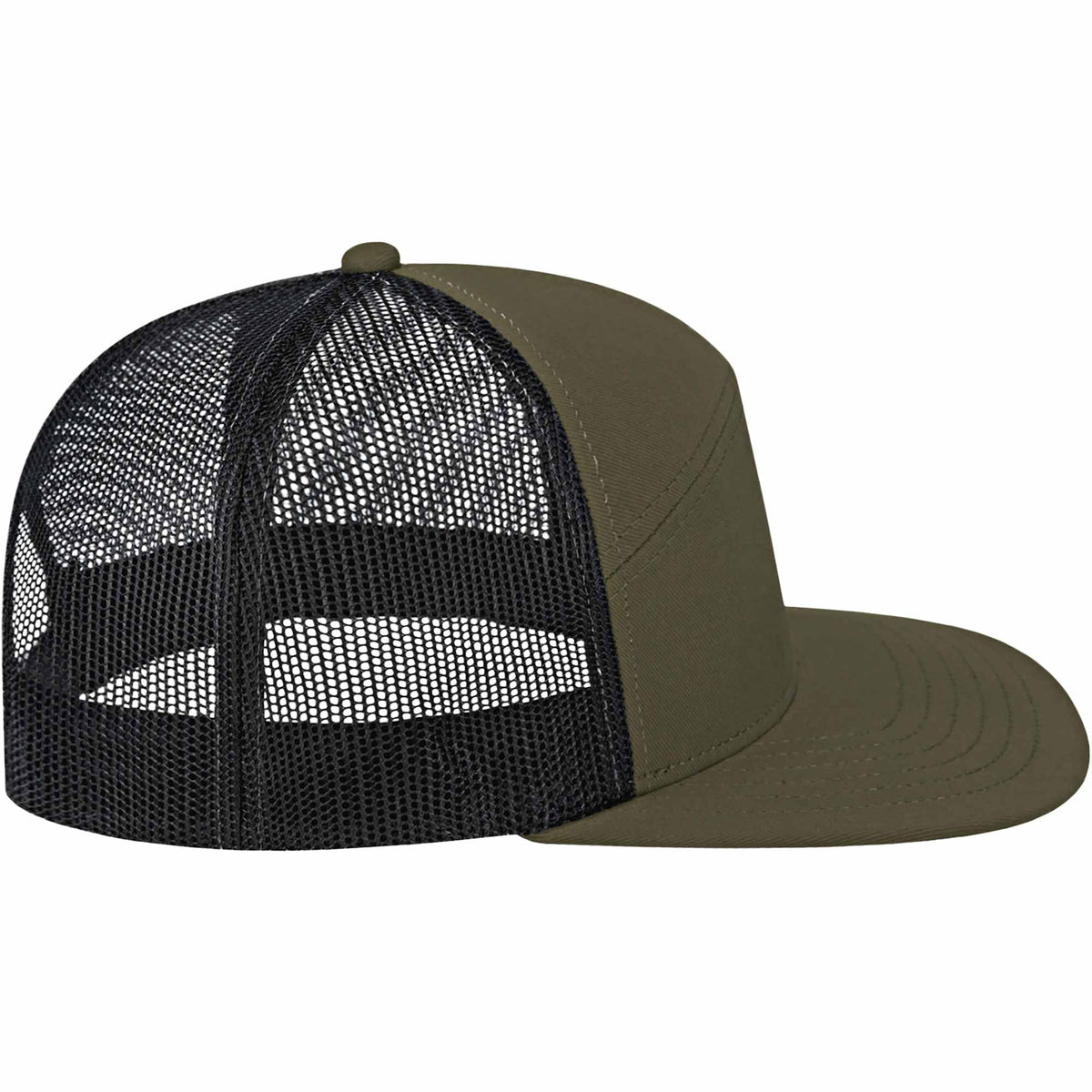 Cap America Seven Panel Trucker Cap Embroidery - Loden/Black - Right Side