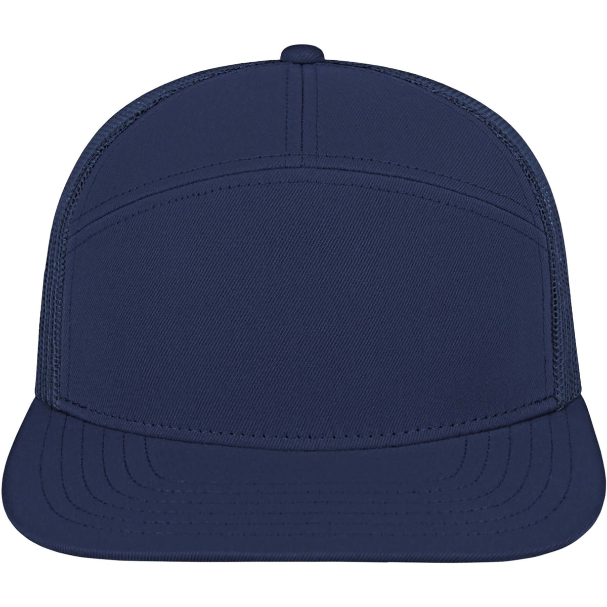 Cap America Seven Panel Trucker Cap Embroidery - Navy - Front