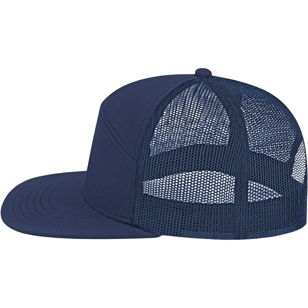 Cap America Seven Panel Trucker Cap Embroidery - Navy - Left Side
