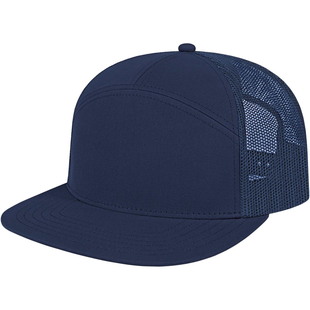 Cap America Seven Panel Trucker Cap Embroidery - Navy - Right Angle