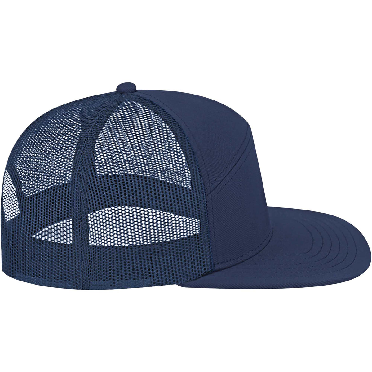 Cap America Seven Panel Trucker Cap Embroidery - Navy - Right Side