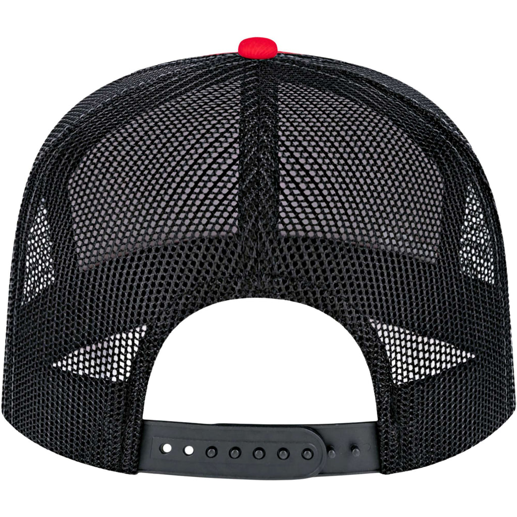 Cap America Seven Panel Trucker Cap Embroidery - Red/Black - Back