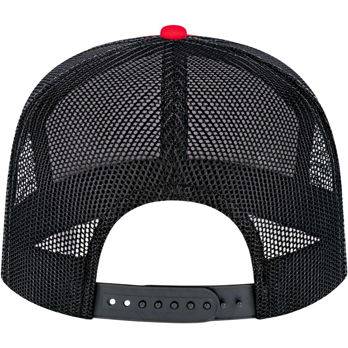 Cap America Seven Panel Trucker Cap Embroidery - Red/Black - Back